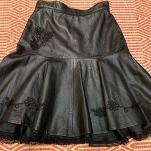 Sold Vintage Vera Pelle Embroidered Leather Skirt